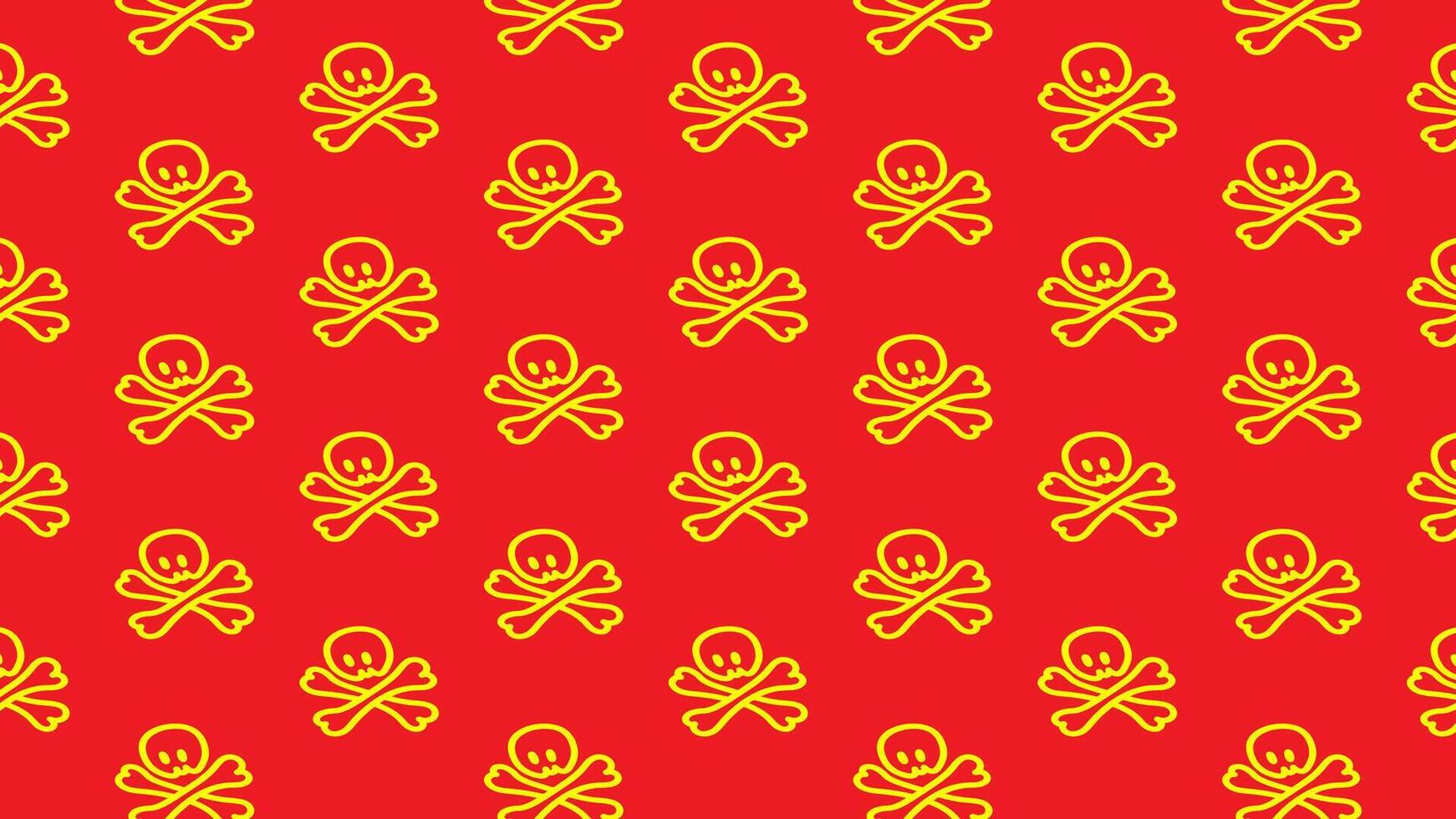 Vibrant Skull and Crossbones Pattern A Bold Design on a Red Background vector