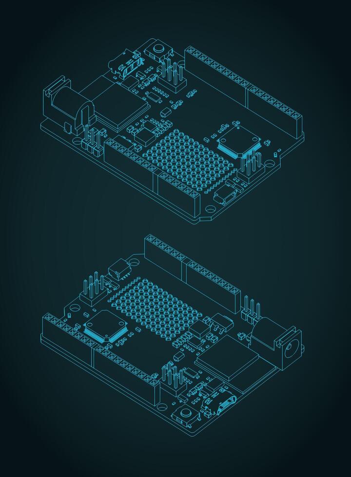 arduino uno r4 Wifi isométrica planos vector