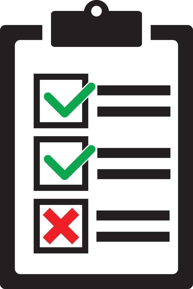 Clipboard with task completion symbols and color options vector