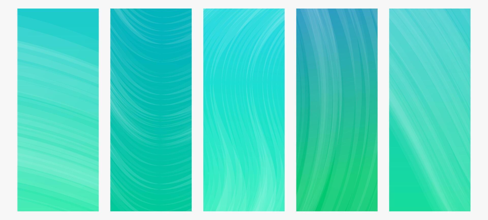 Set of modern green gradient backgrounds with wave lines. Header banner. Bright geometric abstract presentation backdrops. illustration vector