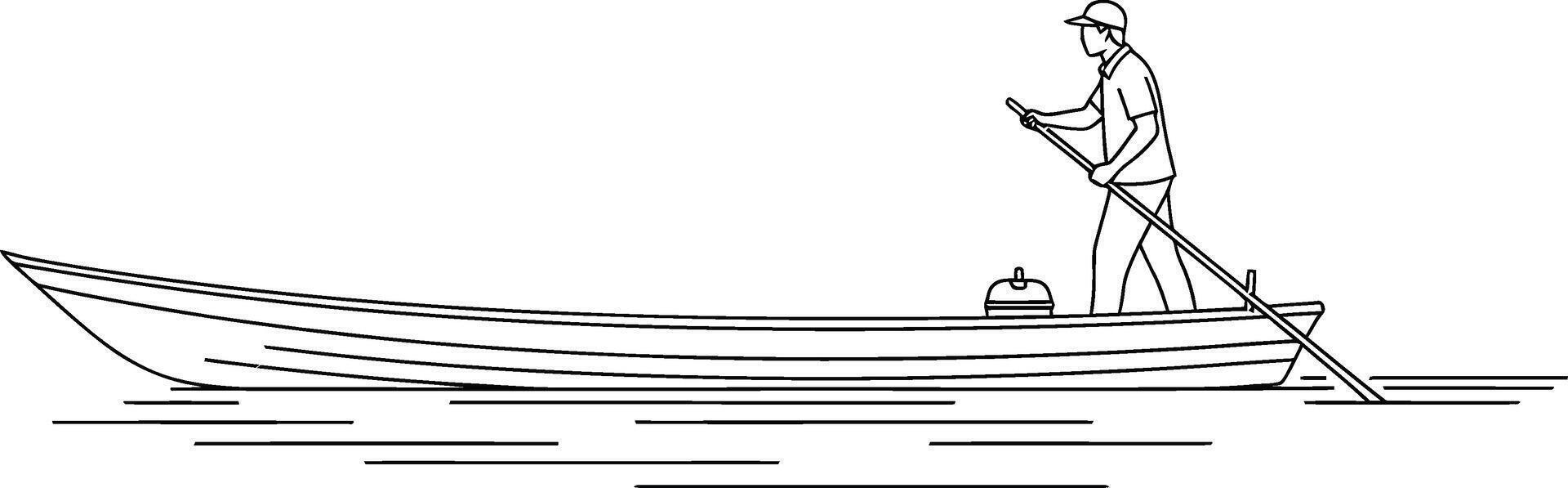 A man in a boat with a pole and a bucket vector