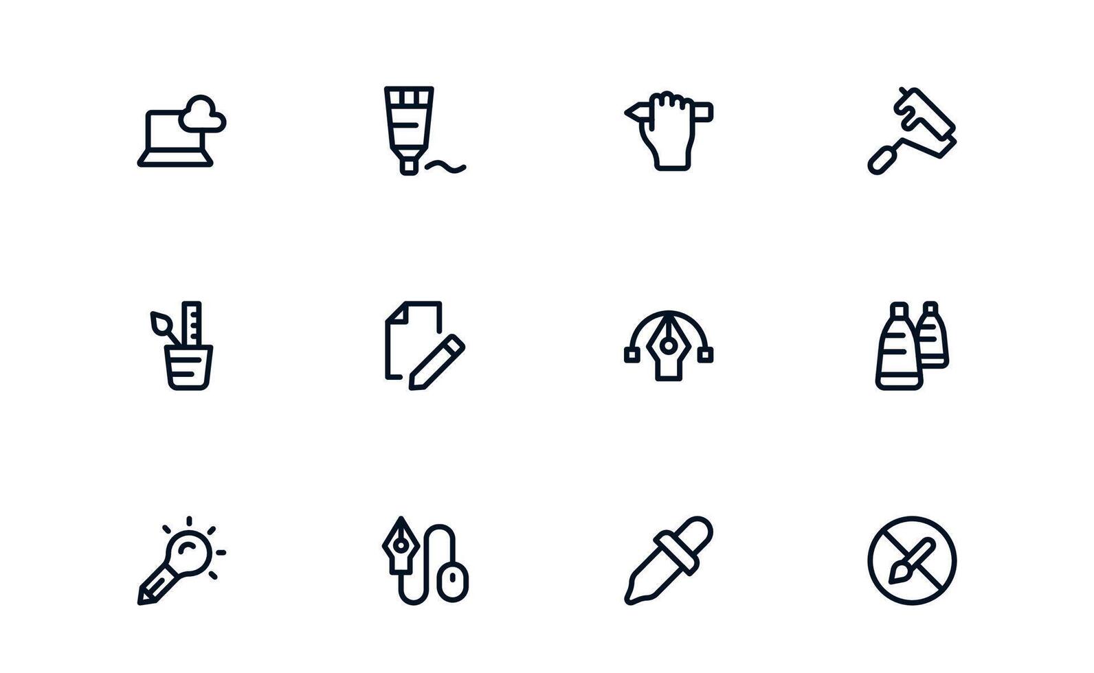 Design and Painting Icons with balanced flat design for color mixing, art production, and creative concept visuals in web and mobile applications. vector