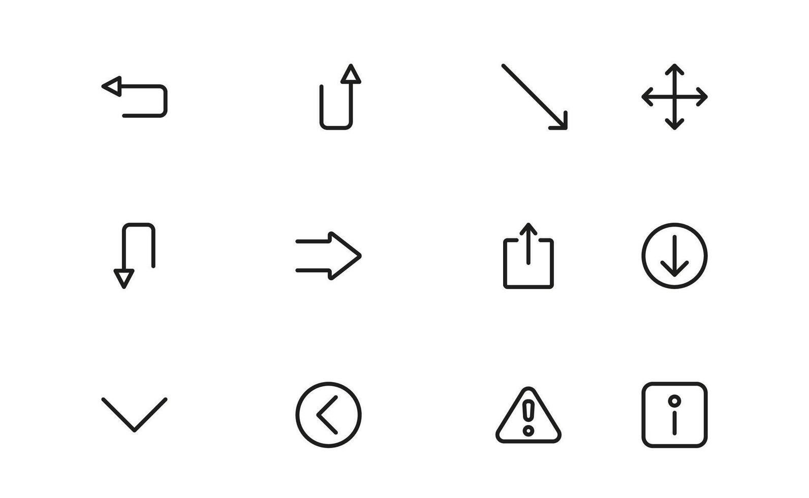 Circle and Arrow Icons with smooth flat lines for motion flow, progress tracking, and directional concepts in websites and digital platforms. vector