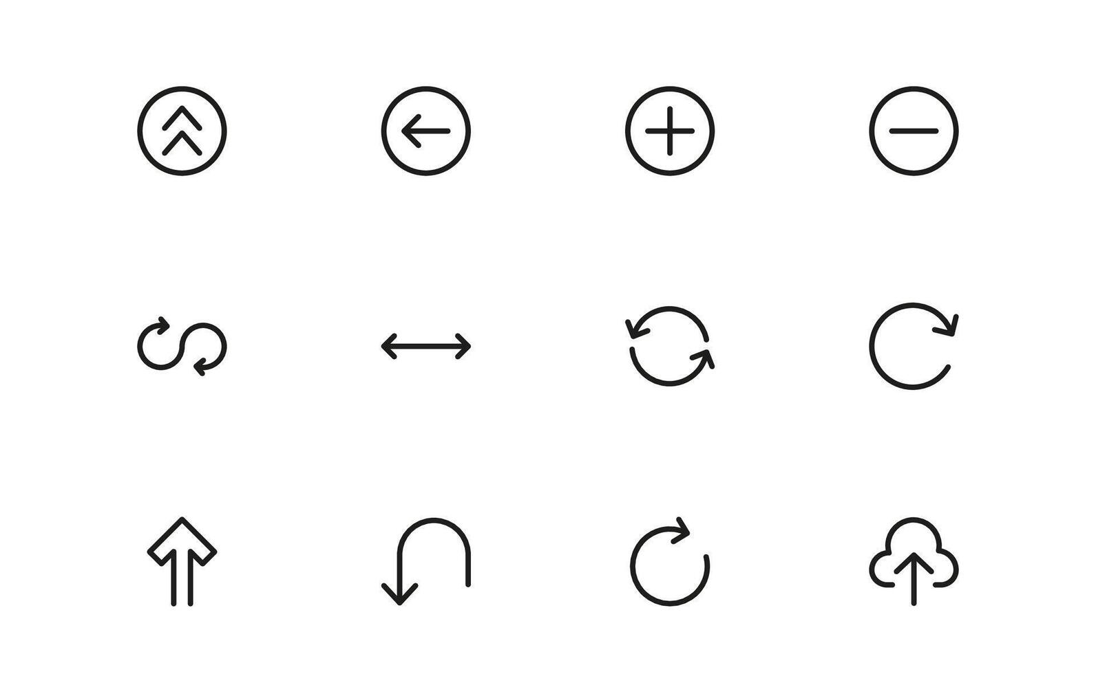 Circle and Arrow Icons with balanced flat design for navigation indicators, workflow symbols, and progress visuals in web and mobile interfaces. vector