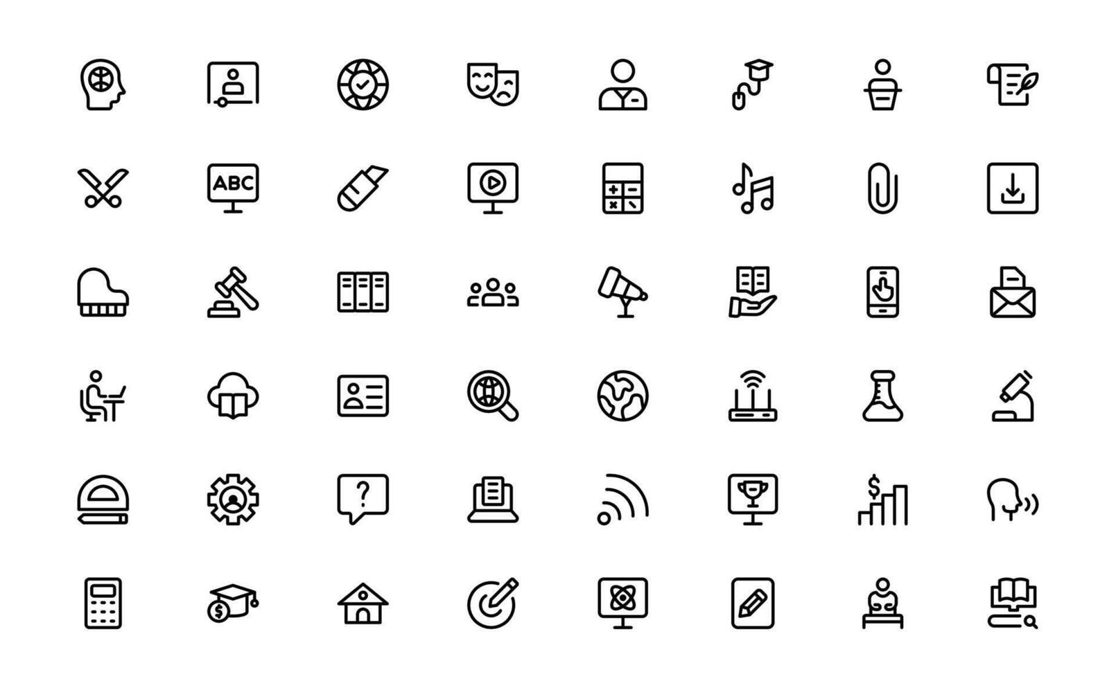 Modern Education Tools Icons with balanced flat design for interactive teaching, online lessons, and student engagement tools in web and mobile platforms. vector