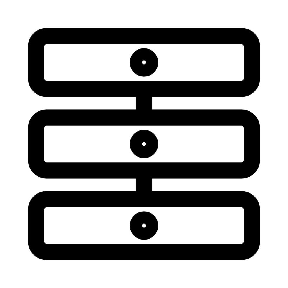 Server Database Computing flat minimal outline icon representing data management, cloud systems, and modern digital infrastructure design vector