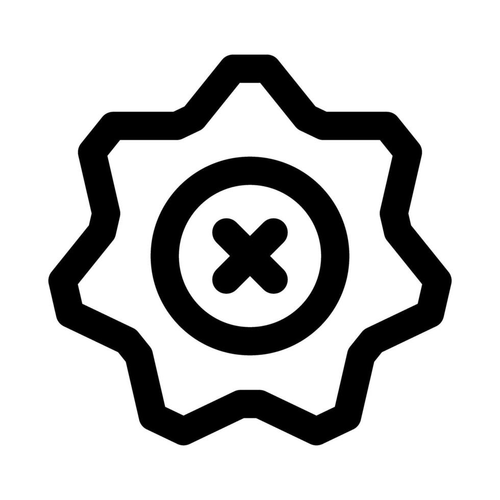 Gear with a Cross icon representing system error, configuration issue, and process disruption concept vector