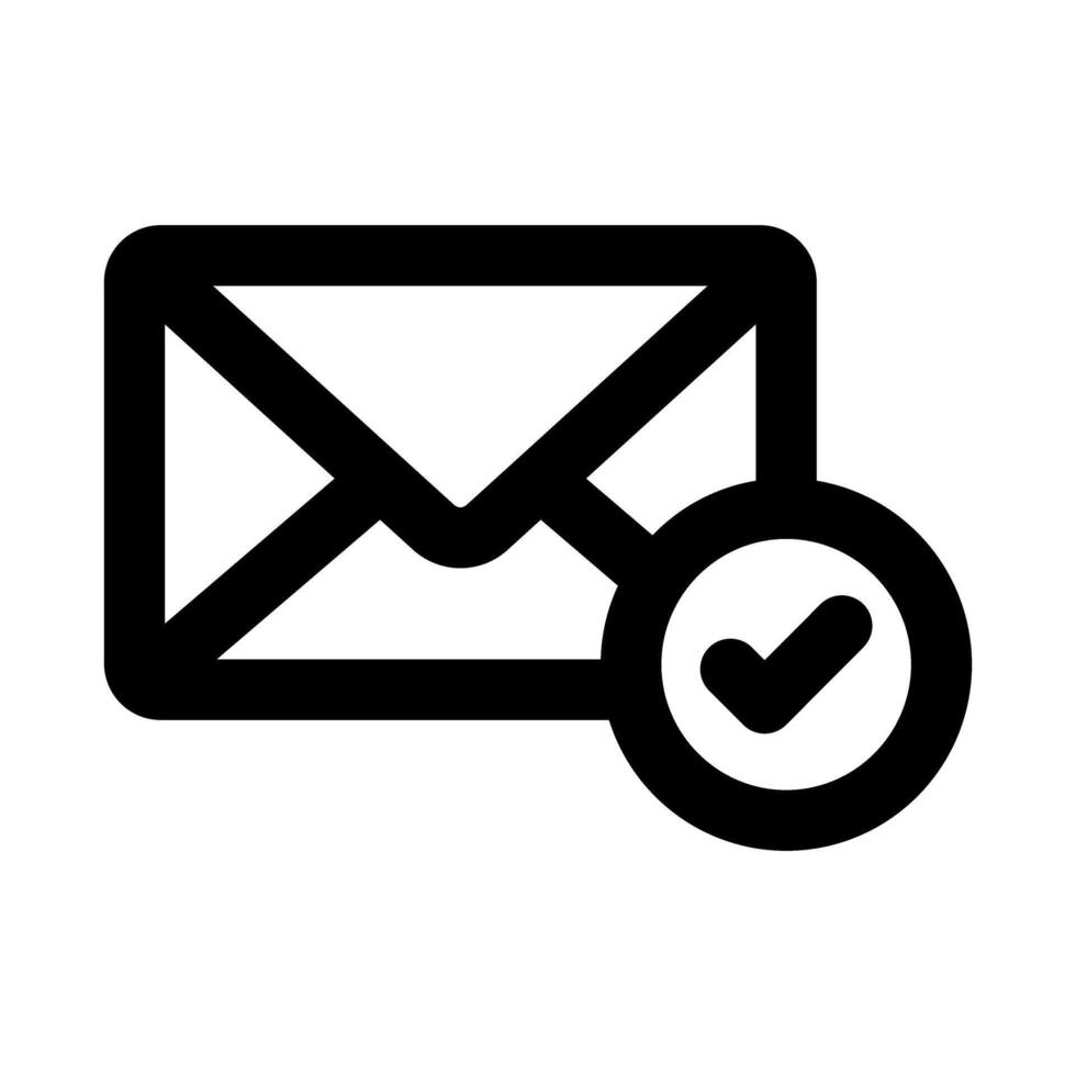Email Verification icon in modern flat outline style illustrating account authentication, secure communication, and digital confirmation concept vector