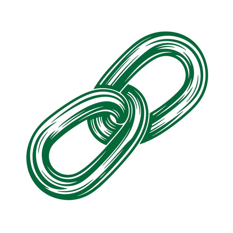 Hand-drawn green chain links illustration showing connection and strength on a white background vector