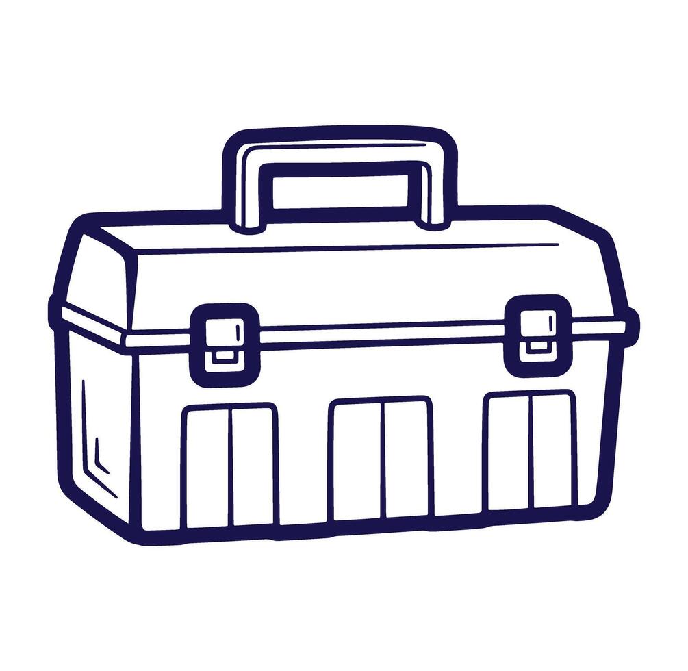 Hand drawn illustration of a classic toolbox isolated on white background for design resources vector