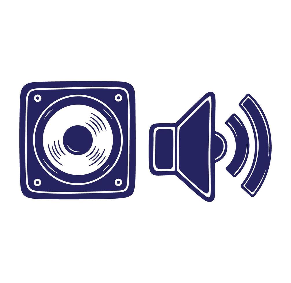 illustration of a speaker and sound waves with a clean and minimalistic design vector