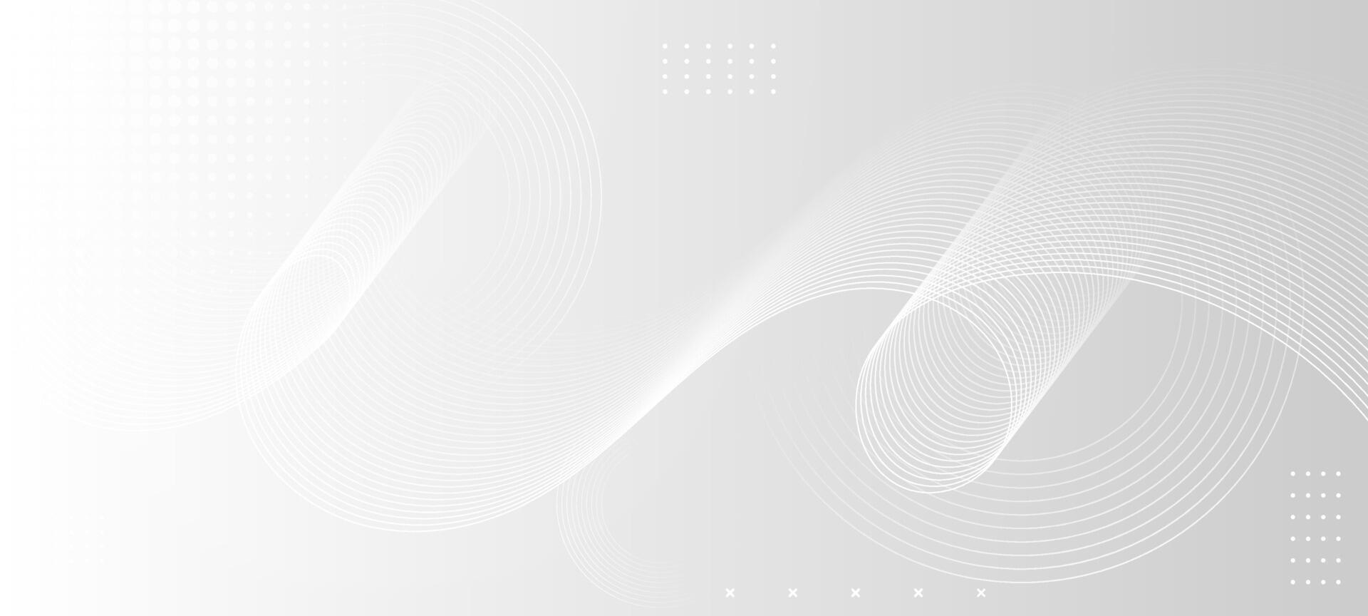 White minimal abstract background with flowing curved lines and subtle dotted texture vector