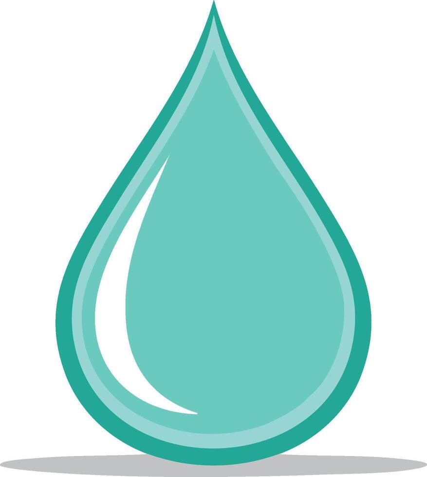 Turquoise water droplet with highlights and a subtle shadow, clean and fresh symbol vector