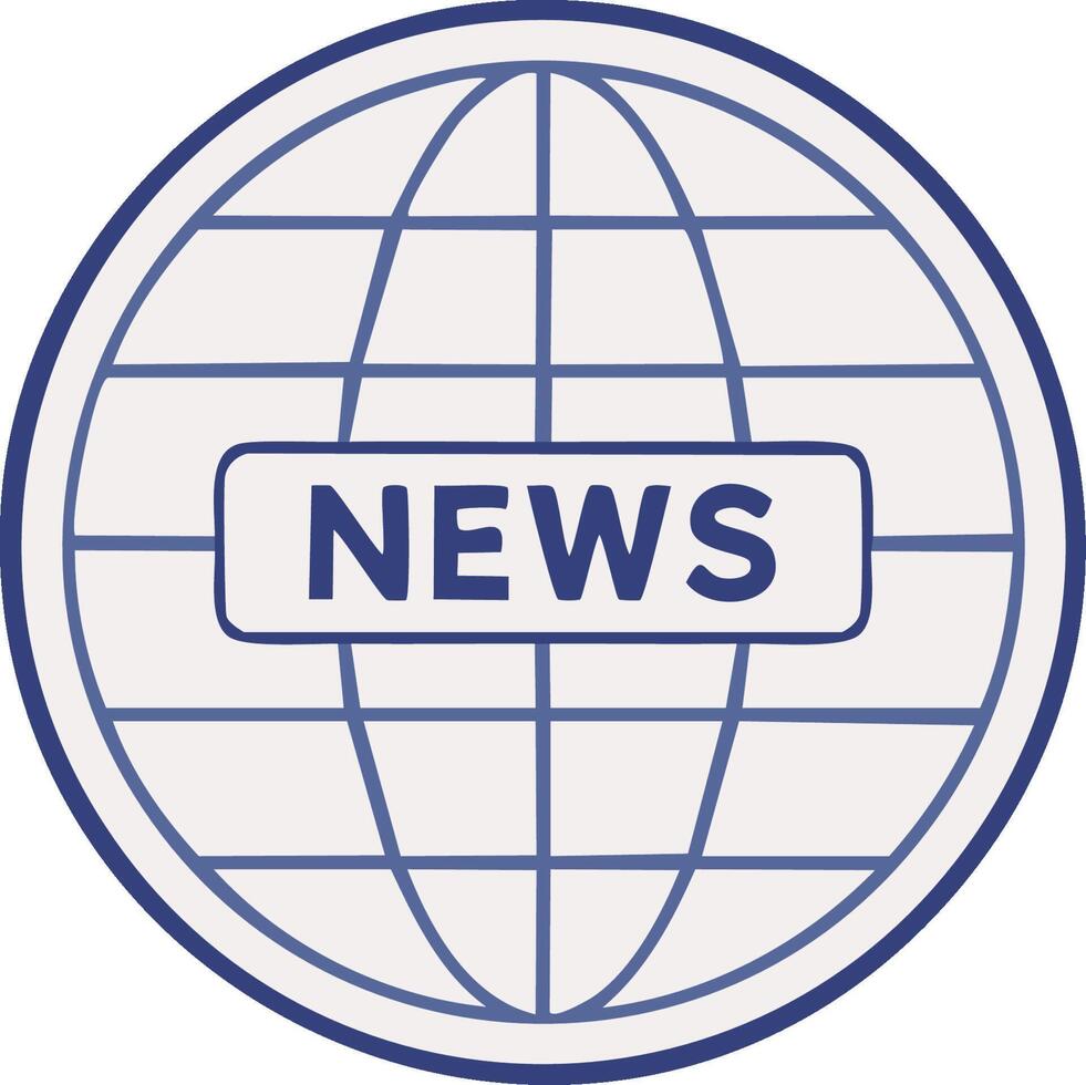 Globe World Map Grid with News Text International Information Update Simple Icon vector