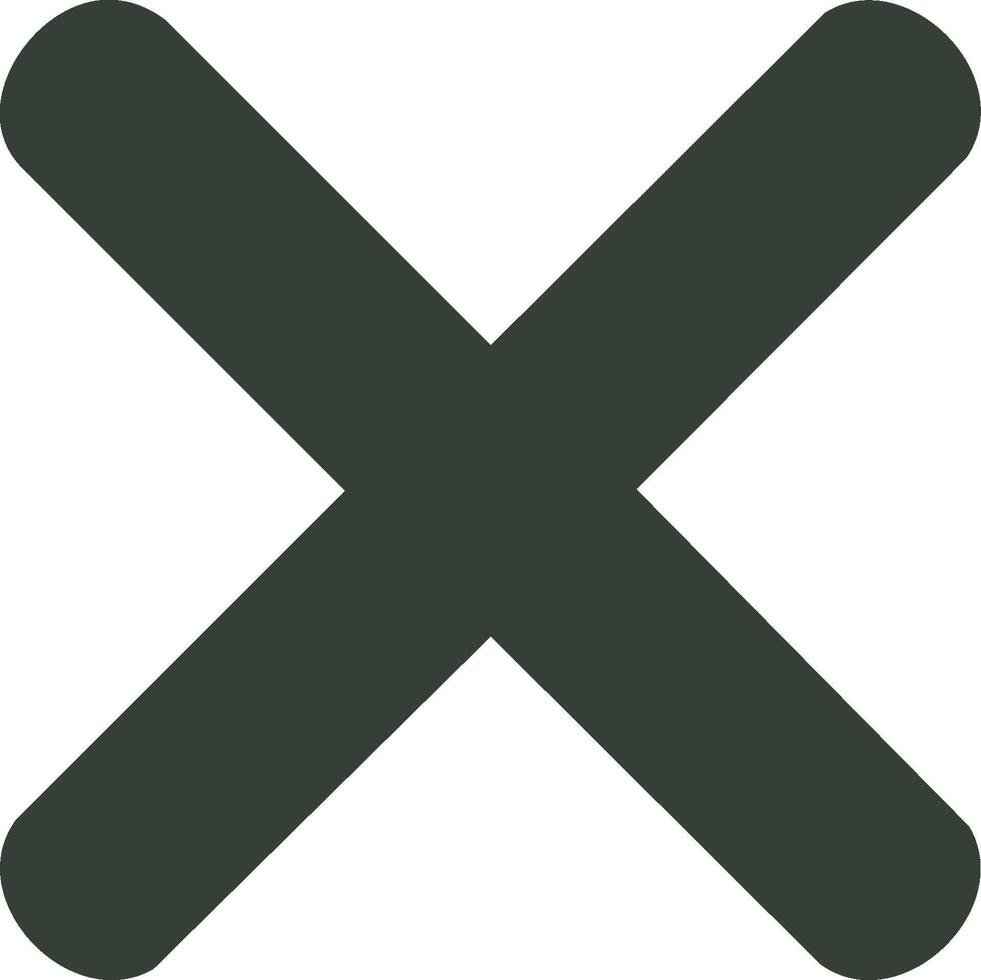 Dark X shape mark. Sign of error, failure or delete. Incorrect choice for user interface and form fields design. vector