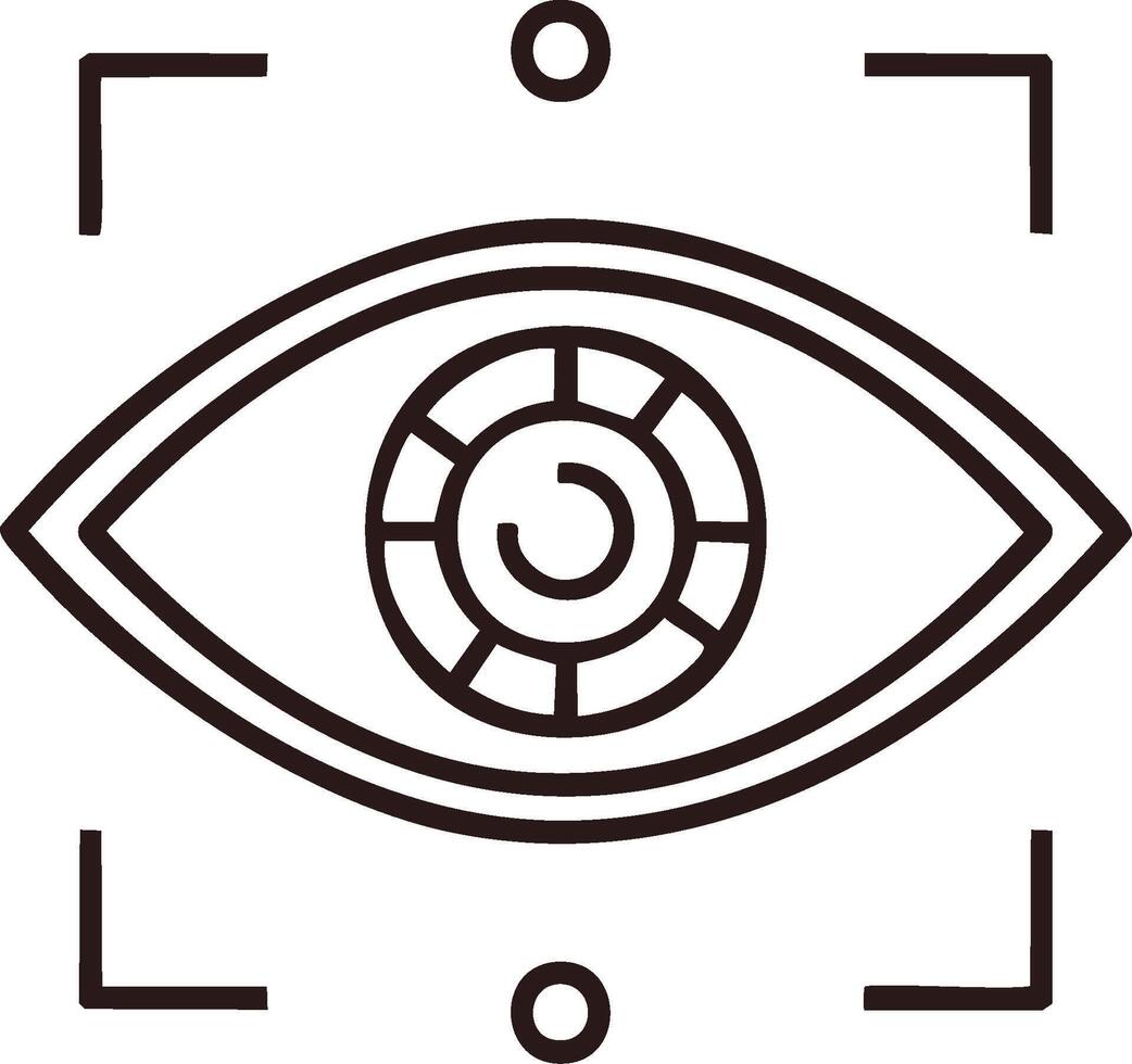 Eye Icon with Focus Frame in Outline Style for Technology and Security vector