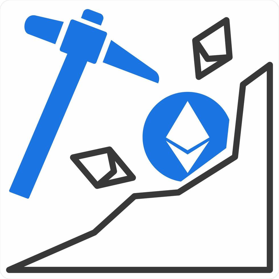 Ethereum Mining icon concept in blue color icon vector