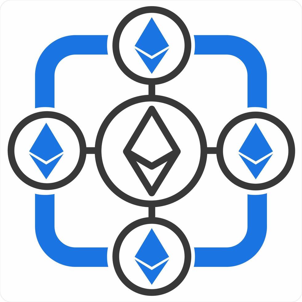 Ethereum Block Chain icon concept in blue color icon vector