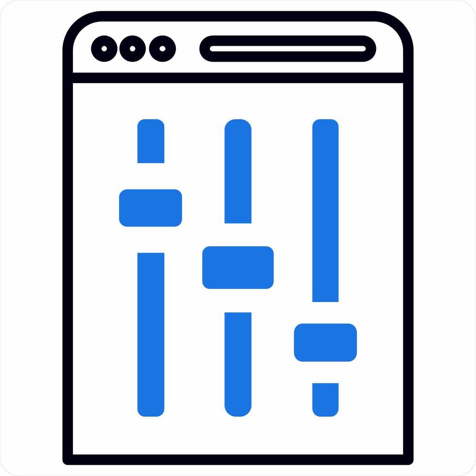 web ajuste icono concepto en azul color icono vector