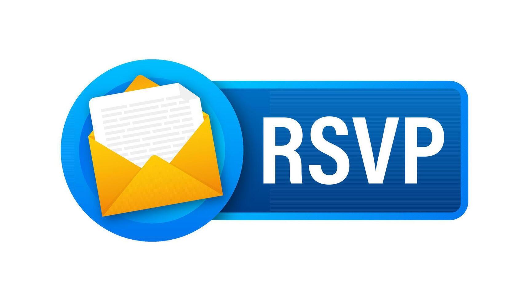 RSVP button icon showing mail envelope and confirmation vector