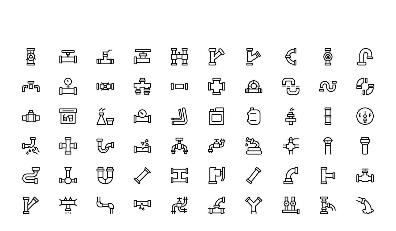 Oil And Gas Piping Components Gas Transmission and Pipeline System Icons representing industrial flow elements, control regulators, and safety devices in a pixel perfect format. vector