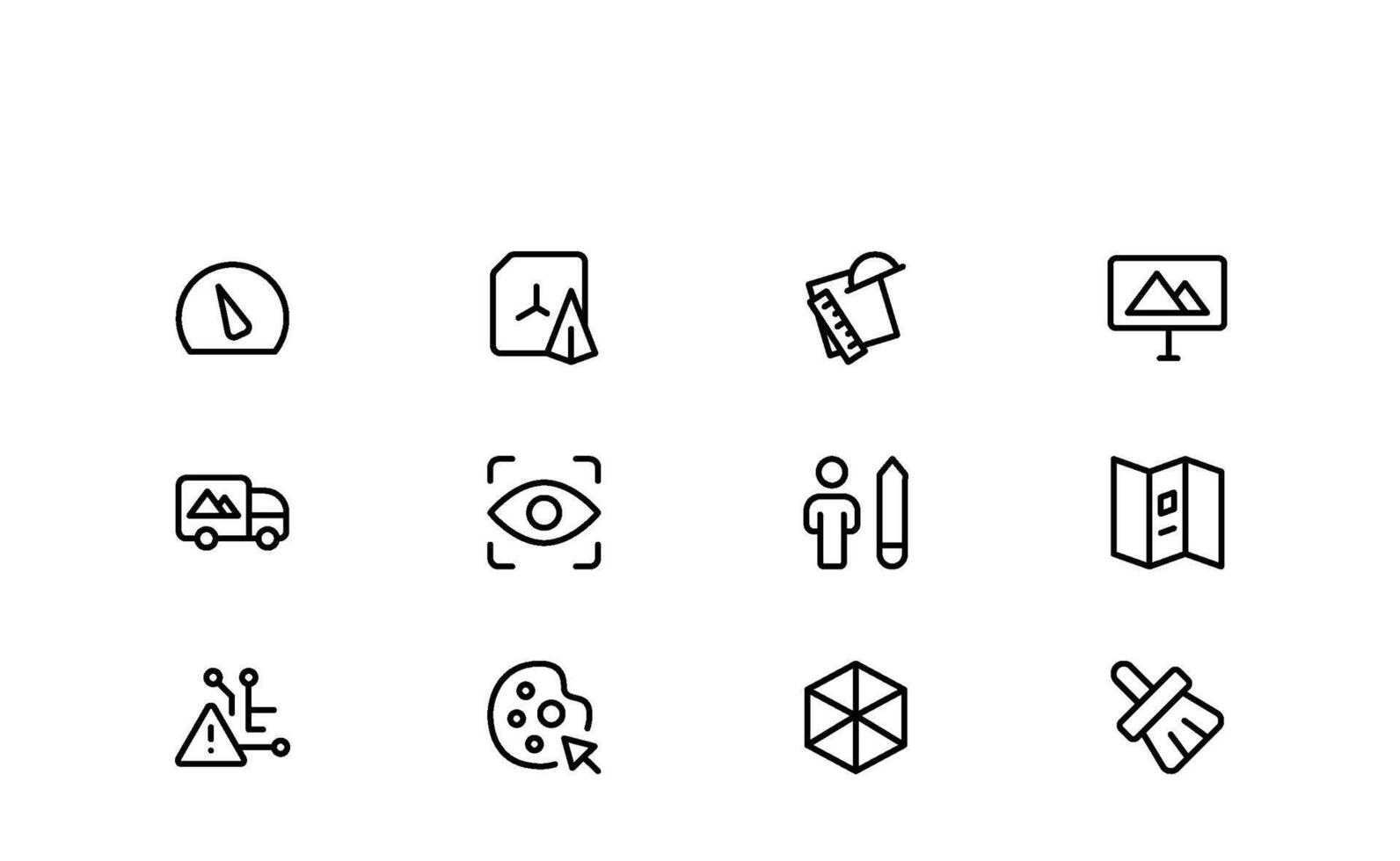 Unique Printing Industry Line Icon Print Production Outline Icon Set with sleek, editable, and pixel-perfect designs ideal for print shops and publishing industries. vector