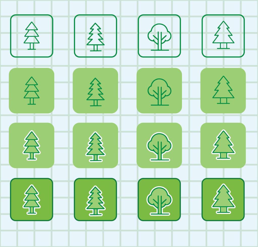 Flat Design Sapling and Leaf Icon Set vector
