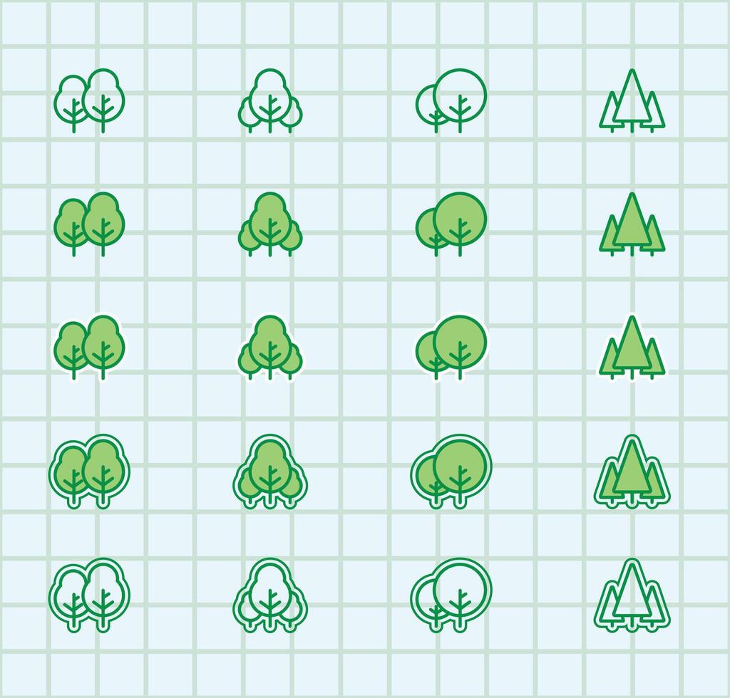 Flat Tree Icon Set for Nature and Environment Apps vector