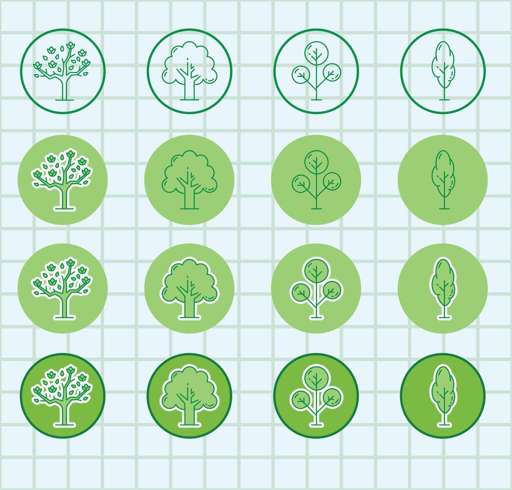 Abstract Flat Tree Graphics for Branding vector