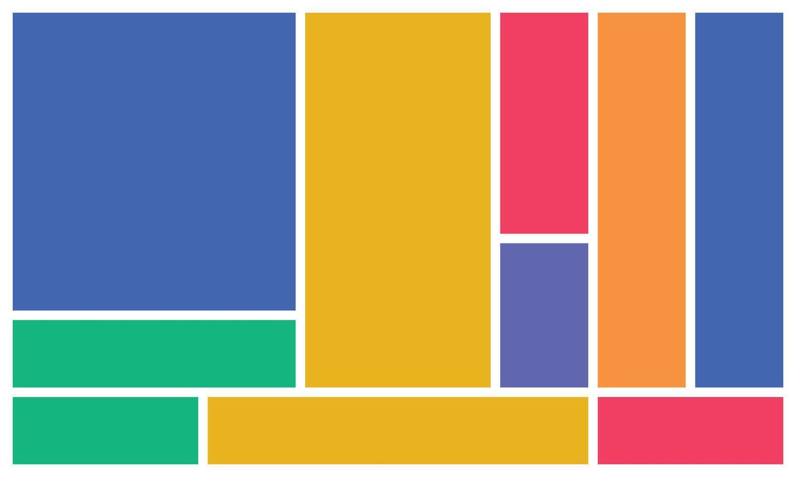 bento grid Geometric blocks arranging in a colorful grid pattern creating a modern vibrant vector