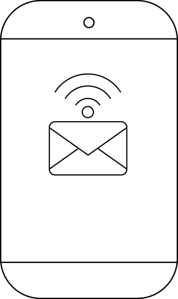 A smartphone display showing an email icon with a WiFi symbol above it vector