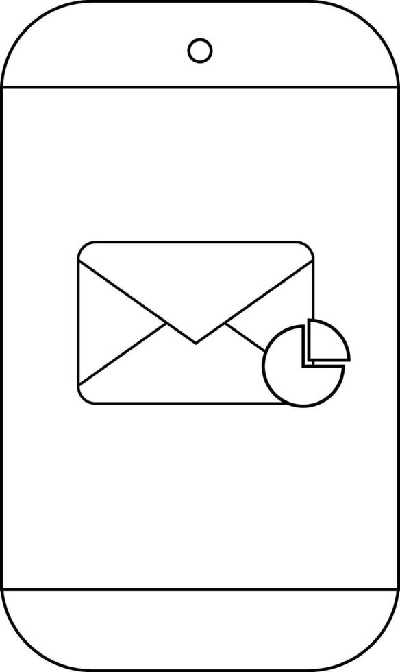 A smartphone displays an email icon with a pie chart overlay vector