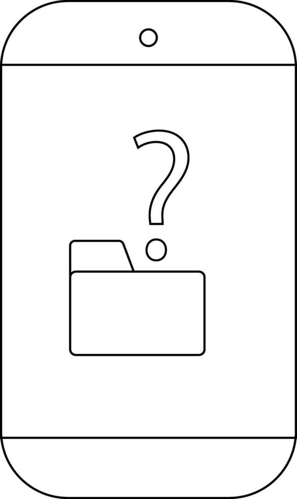 Smartphone outline displaying folder icon question mark speaker visible at top vector