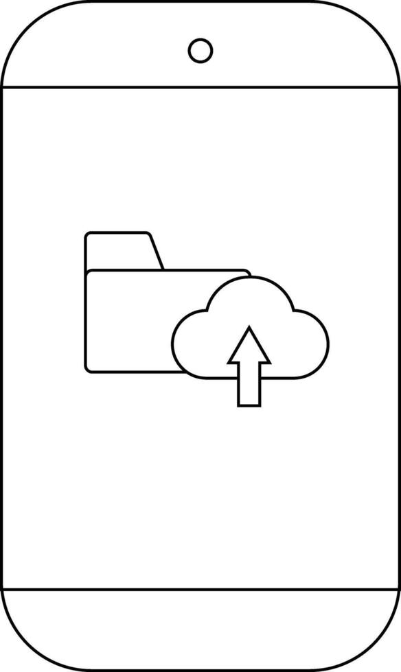 Smartphone with a cloud upload folder graphic displayed on the screen vector