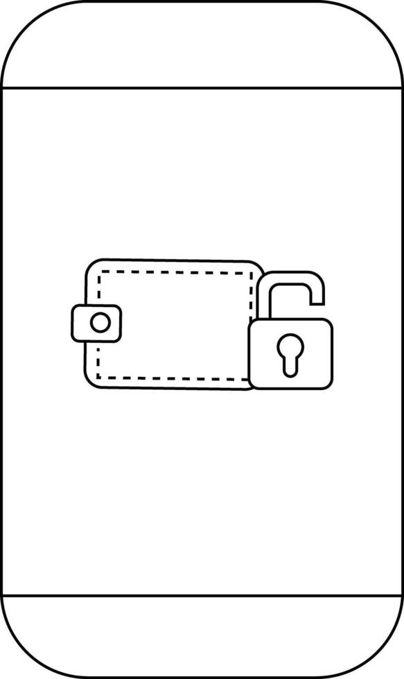 Smartphone displaying a wallet with an unlocked padlock vector
