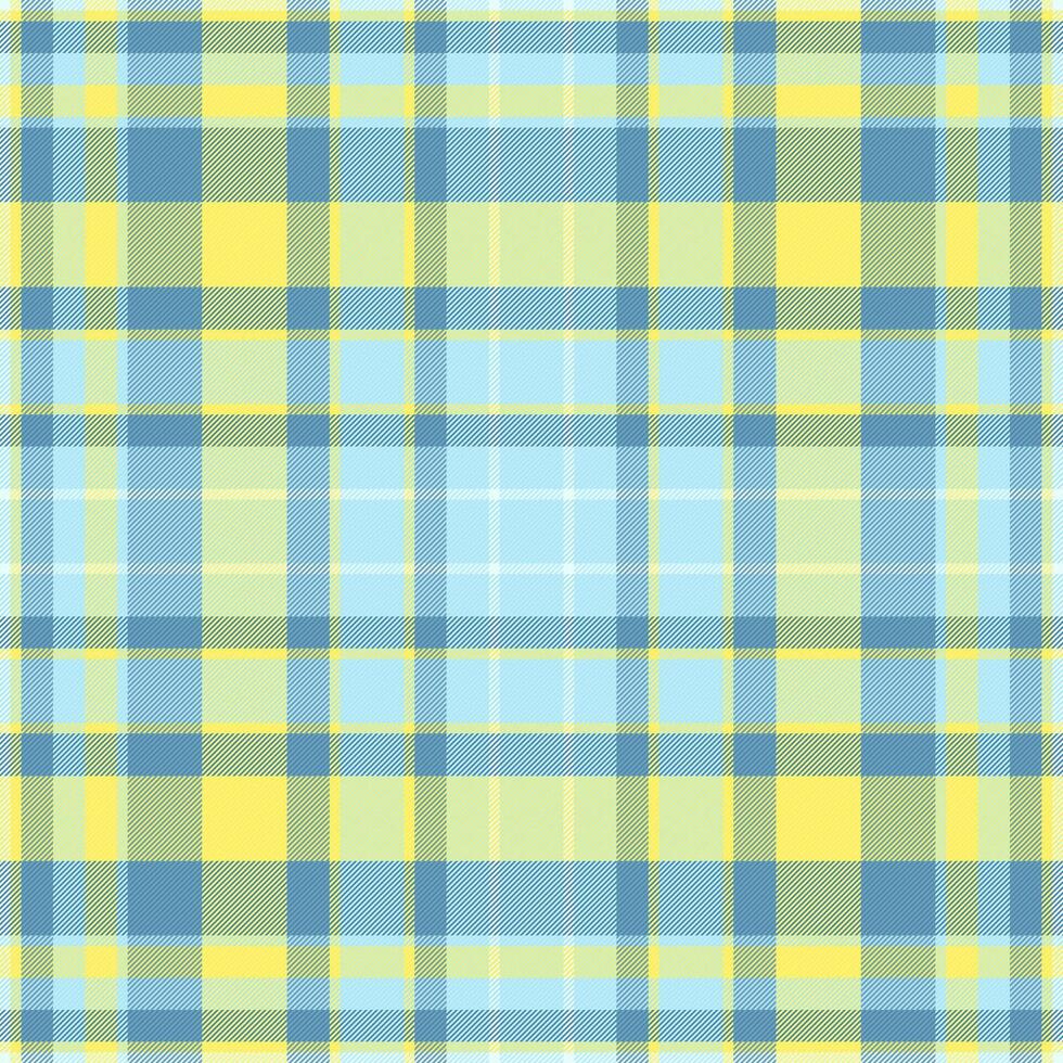 Volume seamless background texture, structure check textile tartan. Mat pattern plaid fabric in cyan and yellow colors. vector