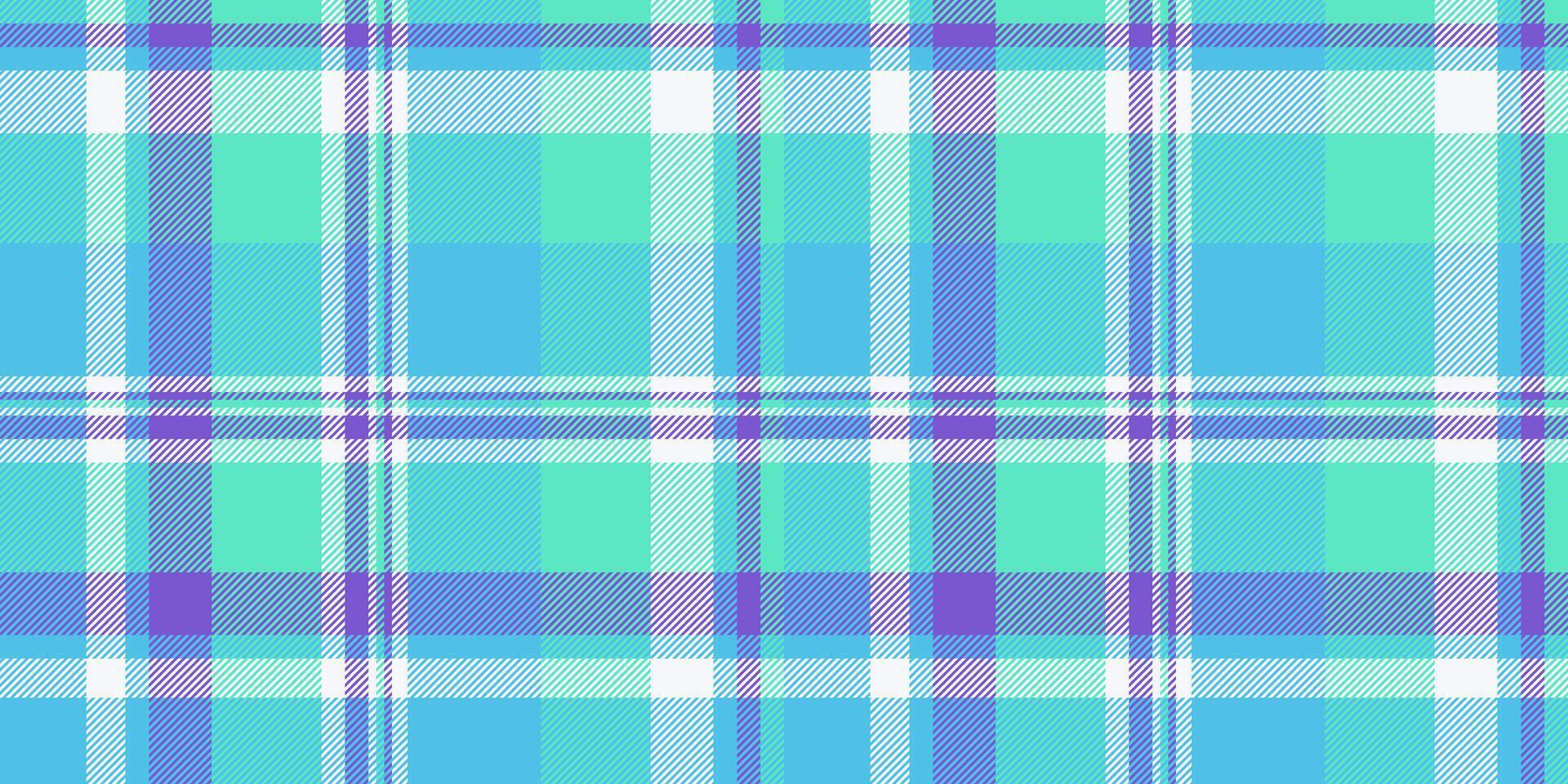 Diagonal pattern textile fabric, folklore seamless texture plaid. Twill background tartan check in cyan and teal colors. vector