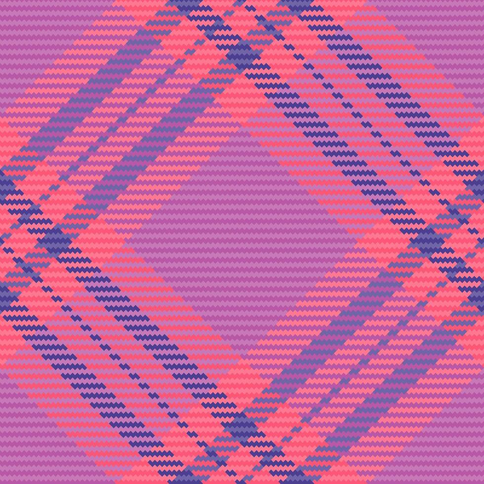 Lined seamless texture, awesome fabric pattern textile. Fold tartan check background plaid in pink and red colors. vector