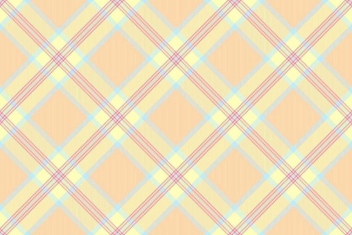 Open plaid fabric background, stylish pattern check. Elegance seamless tartan texture textile in light and peach puff colors. vector