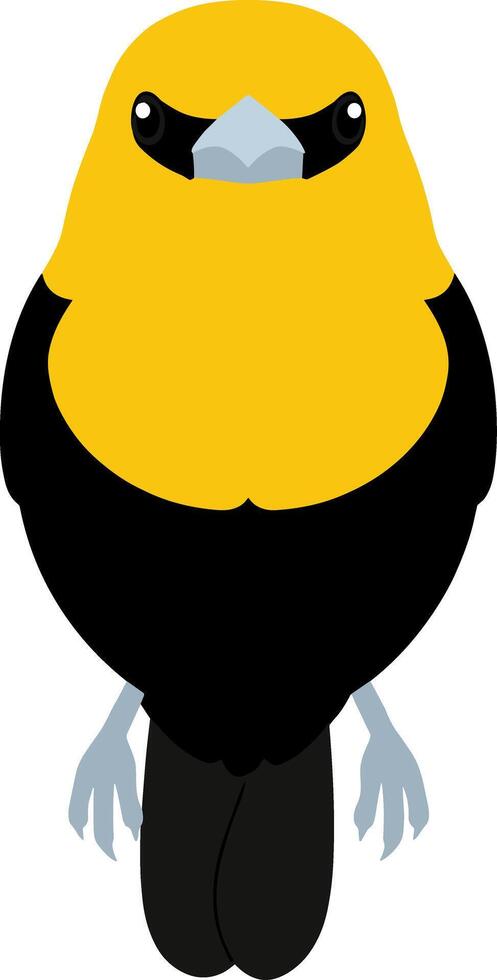 plano estilo dorado Tangara pájaro frente a adelante con sencillo diseño elementos vector