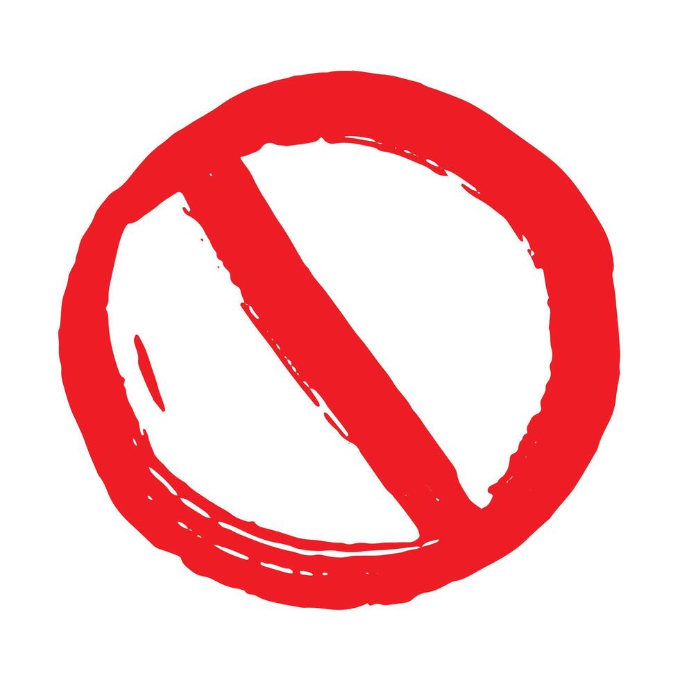 traffic Hand drawn prohibition sign No entry symbol Red circle with cross line clipart in doodle style Ban Restriction Forbidden stop Single element for print, web, design vector
