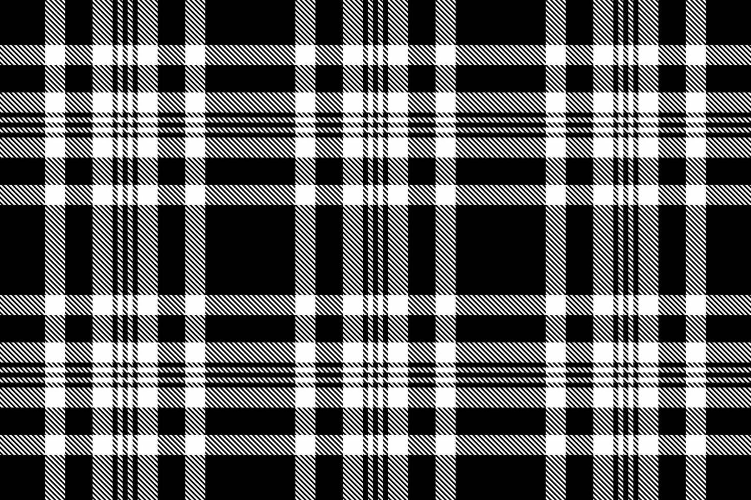 Classic black and white plaid pattern. Timeless textile design for backgrounds, apparel, and graphic projects. Versatile for traditional or modern applications. vector