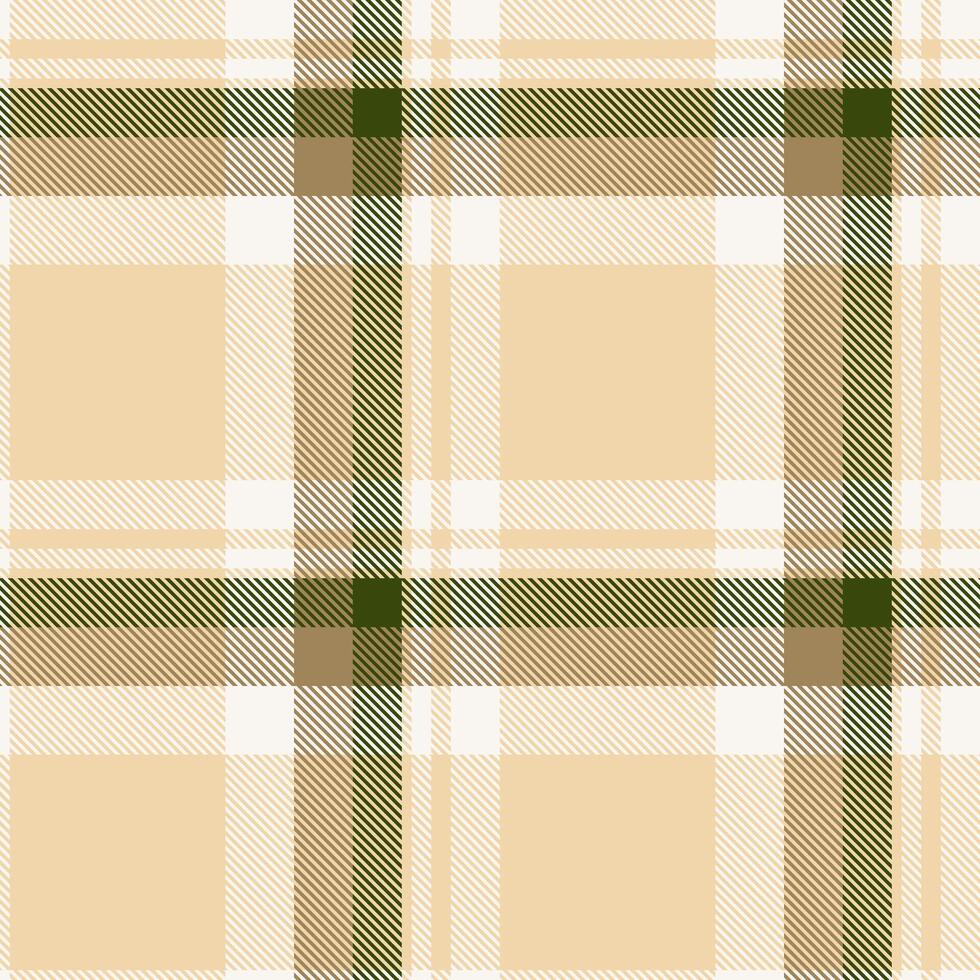 Classic plaid pattern in neutral beige tones with subtle green accents. Ideal for backgrounds, textiles, or adding a touch of traditional style to designs. vector