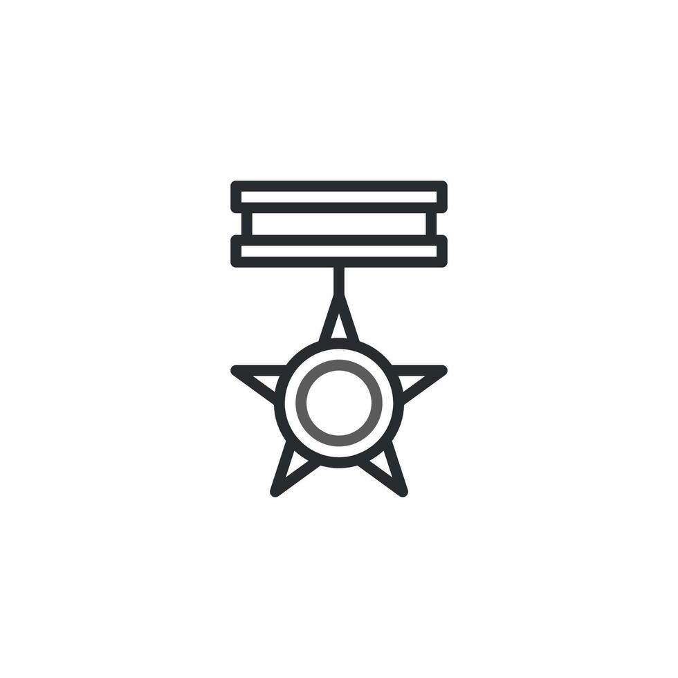 outline rendering of a star medallion dangling from two parallel rectangular bars symboling vector