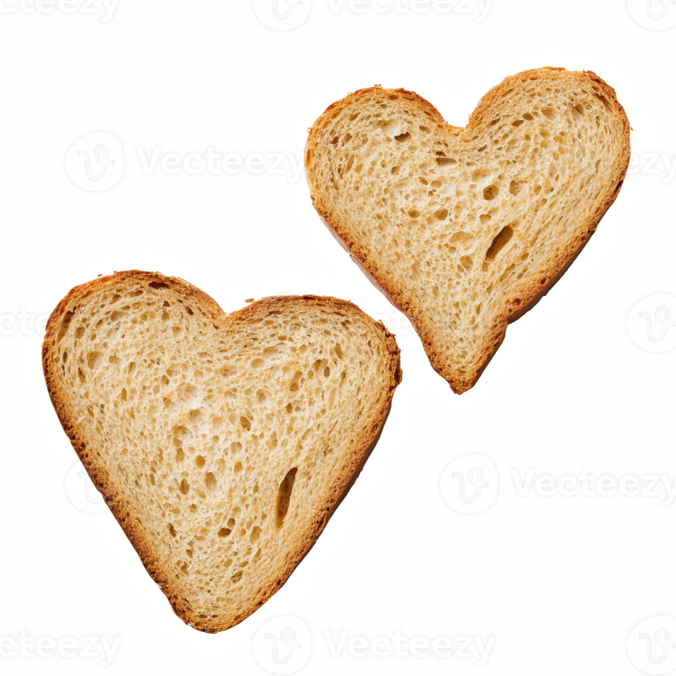 Two heart shaped bread slices isolated on transparent background png