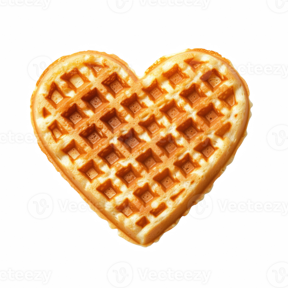 Heart shaped waffle isolated on transparent background png