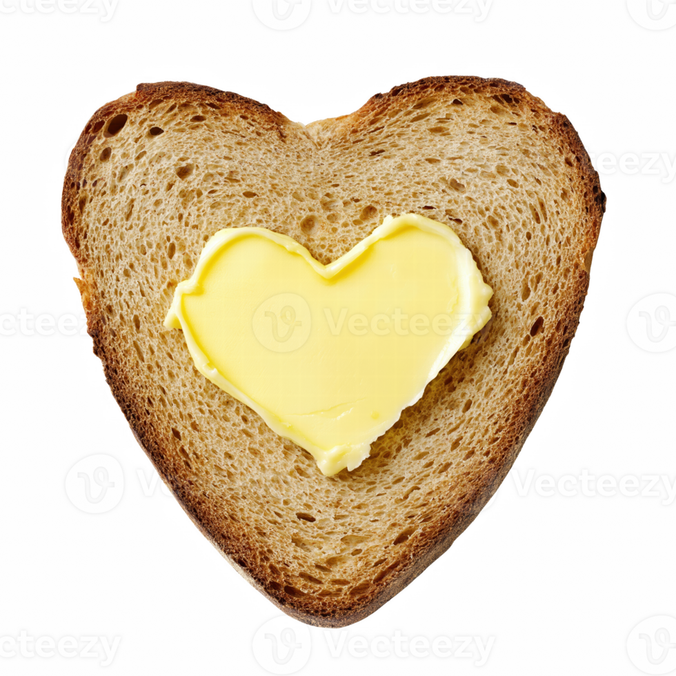 Heart Shaped Toast with Butter Center Isolated on Transparent Background png