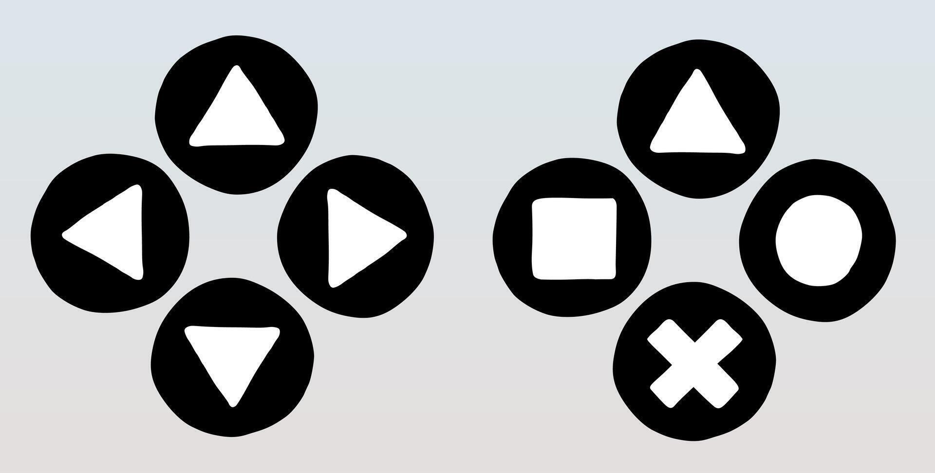 Game buttons directions gaming console controller button collection flat round vector