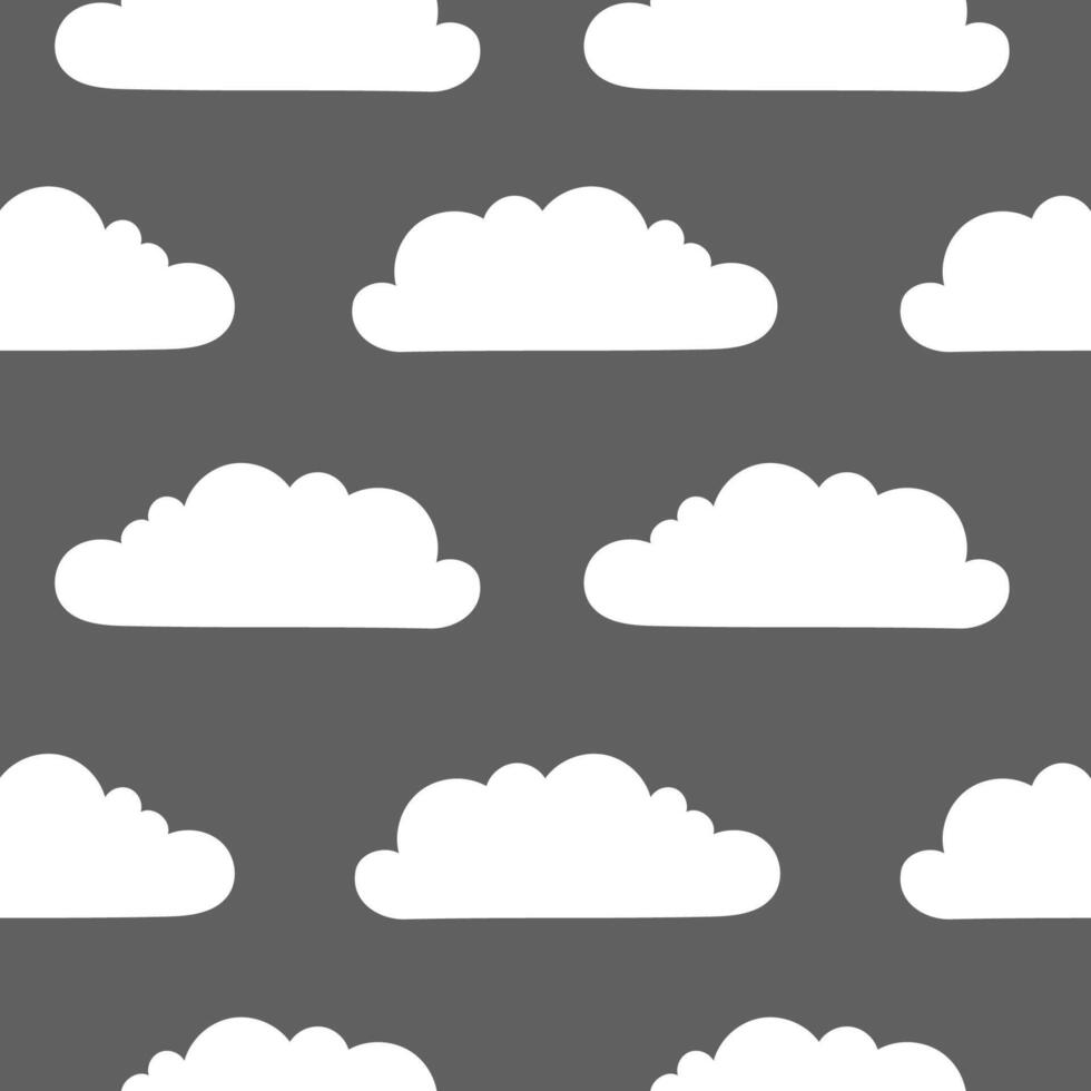 White clouds on a gray sky. Seamless pattern background. Good for textile fabric design, wrapping paper, website wallpapers, textile, wallpaper and apparel. vector