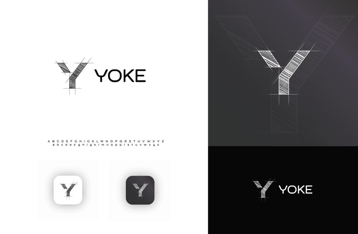 Blueprint Architect Logo, Technical Sketch Architectural LogoType, Grid Letter Y. Building Construct Company Monogram, Real Estate, Architect Engineer Branding with Alphabet Font. Illustration vector